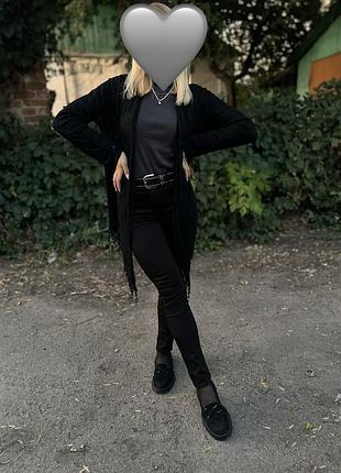 Жіночий кардиган чорний ажурний s-m