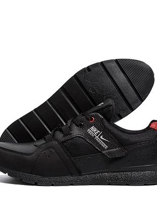 Мужские кожаные кроссовки nike tech trainer black
