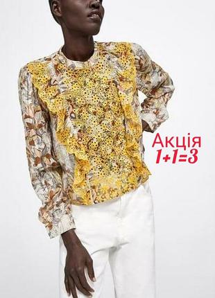 Блузка zara с вышитым цветочным принтом