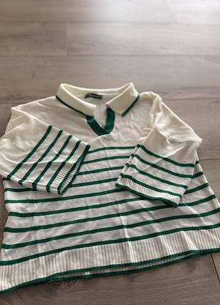 Жіночий трикотажний топ/поло 🤍💚