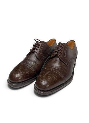 Чоловічі вінтажні шкіряні туфлі fratelli rossetti — brogue derby — made in italy — коричневі