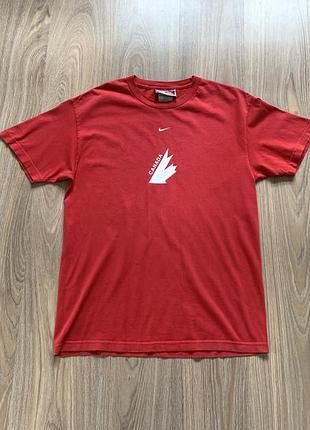 Мужская винтажная хлопковая футболка с принтом nike team canada