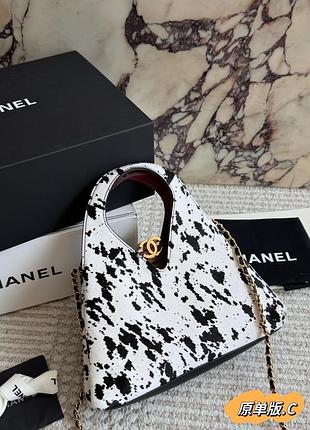 Жіноча принтована сумка з натуральної шкіри chanel