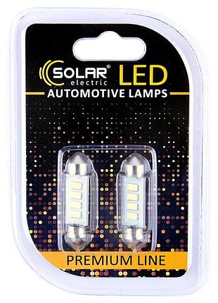 Автолампа solar led 12v sv8.5 t11x39 4smd white, 2шт