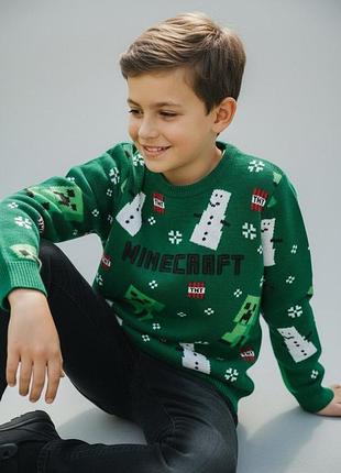 Зеленый свитер джемпер minecraft primark на мальчика 9-10 лет