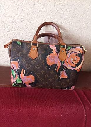 Сумка оригинальная louis vuitton speedy 30 stephen sprouse roses