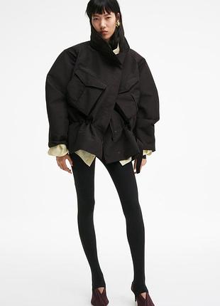 Куртка-жакет h&m studio hooded peplum jacket, розмір s, чорна лімітована колекція