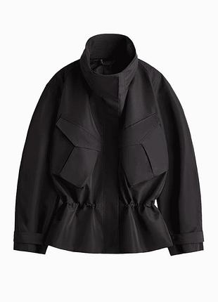 Куртка-жакет h&m studio hooded peplum jacket, розмір s, чорна лімітована колекція 5