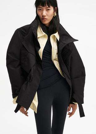Куртка-жакет h&m studio hooded peplum jacket, розмір s, чорна лімітована колекція 2
