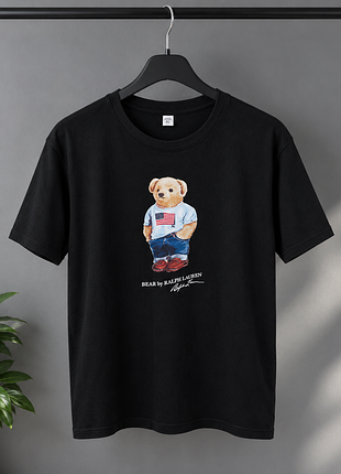 🧸 черная дикая футболка ralph lauren с мишкой - xl