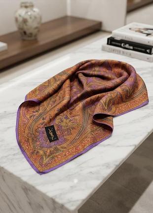 Рідкісний вінтажний шовковий аксесуар, хустка yves saint laurent, оригінал