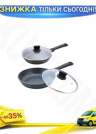 Ku сковорода антипригарная maestro universal fit 20 см с крышкой алюминиевая для жарки и приготовления uni2l_k