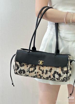Жіноча сумка з натуральної шкіри та текстилю chanel