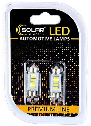 Автолампа solar led 12v sv8.5 t11x36 4smd white, 2шт