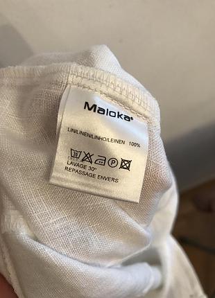 Укорочені білі лляні штани maloka 4