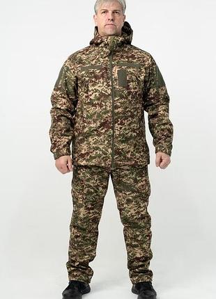 Тактичний військовий демісезонний костюм штани і куртка soft shell софтшелл на флісі r military хижак