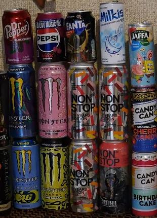 Пустые банки monster energy non stop pepsi