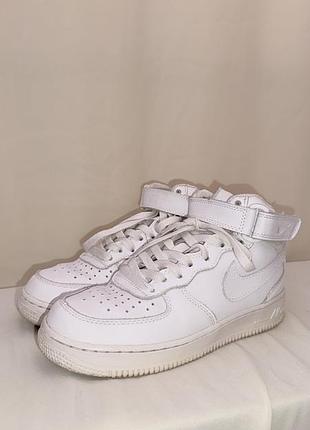 Шкіряні кросівки nike air force 1 mid white 2