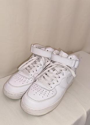 Шкіряні кросівки nike air force 1 mid white 3