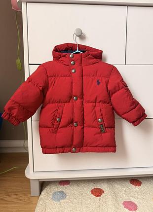 Пуховик дитячий куртка на пуху ralph lauren червоного кольору дуже стильна на 12 місяців на 1 рік