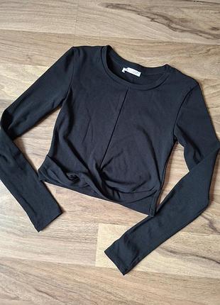 Чорний жіночий лонгслів zara розмір s котон 95%