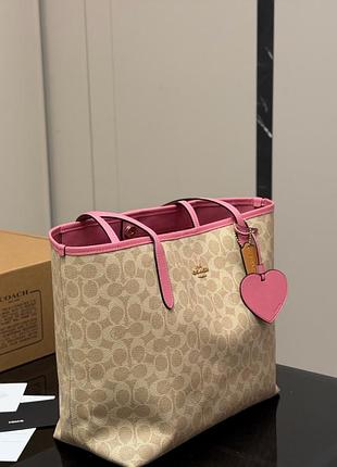 Жіноча сумка тоут шопер з елементами еко шкіри coach