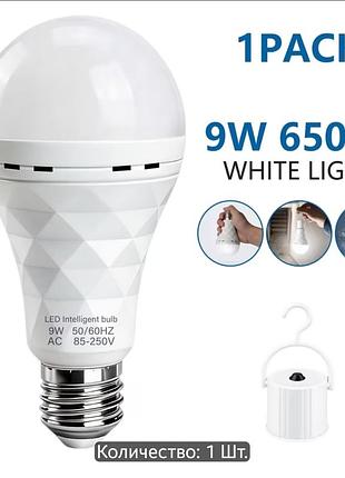 Лампочка светодиодная аккумуляторная cata е27 led ct-4229 ас9w dc3w 6400k