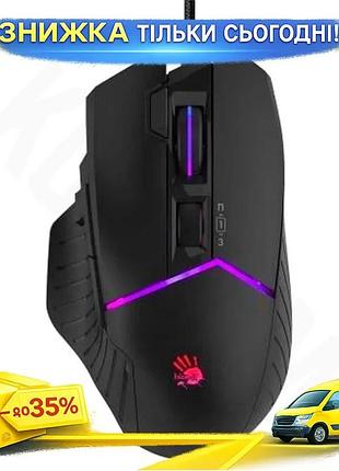 Ku миша bloody usb universal fit оптична чорна 12000 cpi ігрова з rgb підсвічуванням 10 кнопок програм uni2l_k