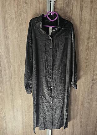 Плаття-сорочка river island, розмір 14 (uk) / 48-50, атлас, тваринний принт, нове з биркою