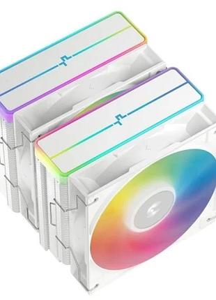 Ku кулер для процессора universal fit deepcool белый активное охлаждение 2x120 мм argb для intel amd б uni2l_k 4