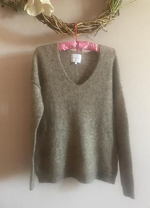 Шерстяной оверсайз пуловер second female brook v-neck c кид мохером