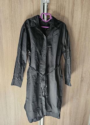 Плаття-сорочка m&s collection, розмір 12 (uk) / 44-46, чорне, на поясі-зав'язці