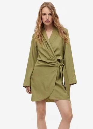 Платье-халат / туника на запах от h&amp;m в оливково-зеленом цвете.