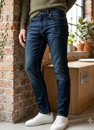 Мужские джинсы zara slim fit темно синие р. 32 / eur 42
