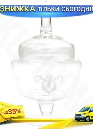 Ku банка для солодощів universal fit luton скляна з кришкою на нозі 22см цукерниця для декору та збері uni2l_k
