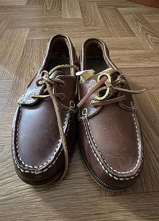 Чоловічі коричневі шкіряні топсайдери (boat shoes) suedebake (розмір eur 35)