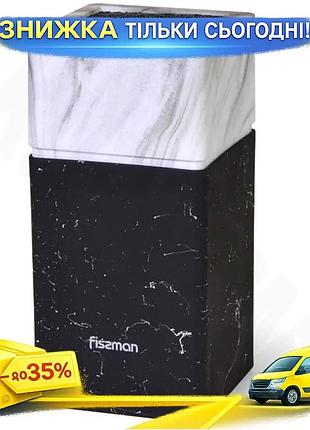 Ku колода для ножей universal fit fissman marble пластиковая черно-белая для хранения и сушки кухонных uni2l_k