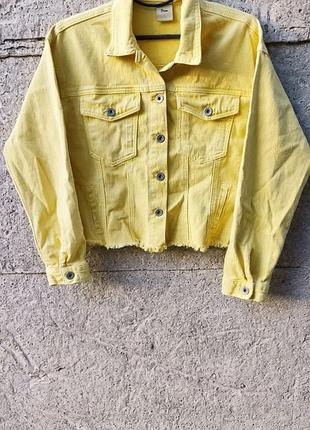 Яскрава жовта джинсова куртка оверсайз denim розмір s/m
