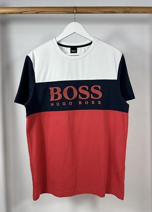 Boss hugo boss tee 6 big logo шикарна оригінальна футболка з великим логотипом розмір l