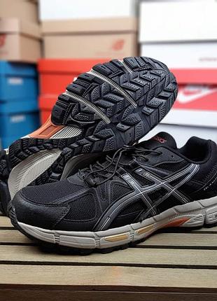 Зимові чоловічі кросівки asics gel-kahana 8 black grey winter termo асікс чорного з сірим кольорів термо