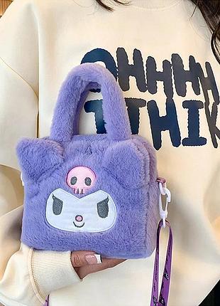 Плюшевая сумка sanrio – 18×17 см, милый дизайн kuromi (фиолетовая) кроссбоди или косметичка!
