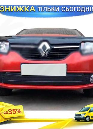 Зимняя накладка на решетку renault sandero 2013-2017 матовая дефлектор для защиты от снега и льда ku-22