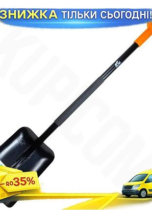 Ku лопата совкова flora universal fit з металевою ручкою 290х235х1170мм для копання та перенесення ґру uni2l_k