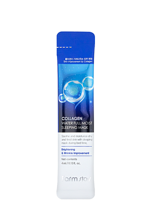 Маска для лица омолаживающая farmstay collagen water full moist ночная, 4 мл
