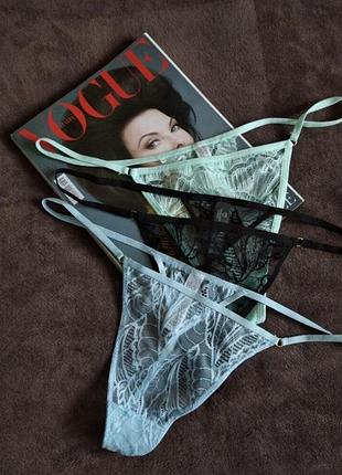 Батал,набор из 3 штук, новые кружевные трусики стринги, eur р.42/44, р.l, primark