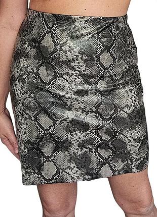 Юбка женская кожаная под рептилию прямая короткая высокая посадка gina tricot s m