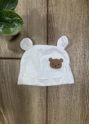 🧸 дуже красива шапка з ведмедиком для хлопчика або дівчинки
