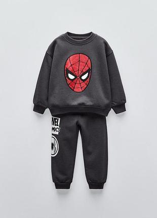 Zara marvel сірий костюм на флісі з людиною павуком zara
