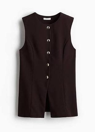 Жилет h&m із подвійнного трикотажу темно-коричневий , р. s