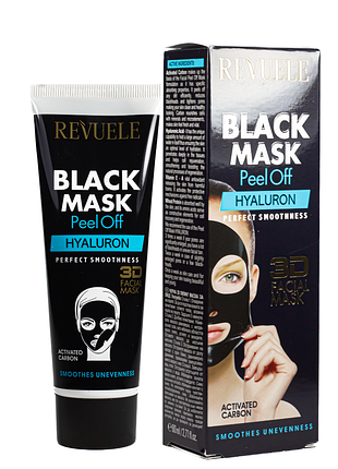 Маска для лица отшелушивающая revuele 3d facial peel off hyaluron black mask 80 мл